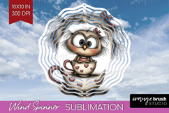 Owl Valentine Wind Spinner Sublimation PNG Whimsical Animal Product Image 1