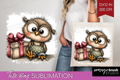 Owl Valentine Tote Bag Whimsical Animal Tote Bag PNG Product Image 1