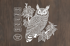 Owl papercut, paper cutting template, bird laser cut mandala Product Image 2