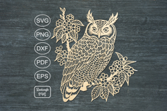 Owl papercut, paper cutting template, bird laser cut mandala Product Image 3