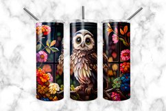 Owl Stained Glass Dog 20 oz Skinny Tumbler Wrap Product Image 3