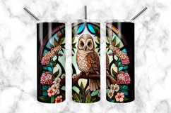 Owl Stained Glass Dog 20 oz Skinny Tumbler Wrap Product Image 3