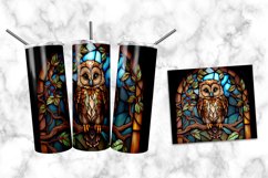 Owl Stained Glass Dog 20 oz Skinny Tumbler Wrap Product Image 1
