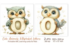 Cute Owl, baby Animal Alphabet Letters, ABC Printable card Product Image 1