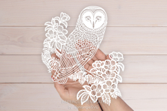 Owl papercut, paper cutting template, bird laser cut mandala Product Image 4