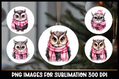 Owl Christmas Round Ornaments I Pink Christmas Product Image 1