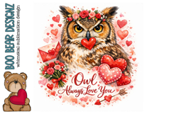 Owl Always Love you, Valentines Day Clipart Product Image 1
