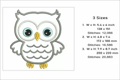 Owl applique embroidery design, baby owl embroidery Product Image 2