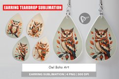 Earring Teardrop Owl Boho Art Product Image 1