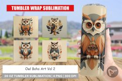 Tumbler Sublimation Wrap Owl Boho Art Product Image 1