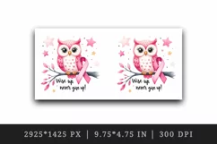 owl breast cancer awareness ribbon Wise Up Never Give Up quote print 20 oz tumbler skinny mug wrap clipart t-shirt sublimation printable design