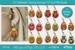 3D Earrings sublimation bundle 3D Teardrop earrings Owl Product Image 1