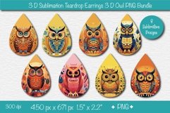 3D Earrings sublimation bundle 3D Teardrop earrings Owl Product Image 2