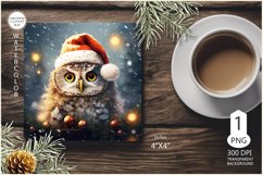 Mug coaster with owl for Christmas| owl Product Image 1