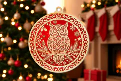Owl Christmas Ornament Laser Cut SVG Product Image 2