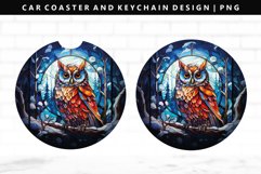 Owl Keychain And Car Coaster Sublimation Design Product Image 1