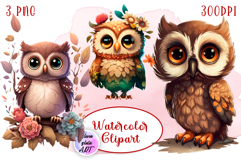 Lovely owl | Watercolor Illustrations Product Image 1