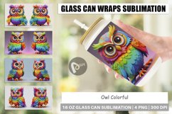 Glass Can Wraps Owl Colorful Product Image 1
