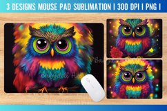 Colorful Owl Mouse Pad Sublimation Design PNG Product Image 1