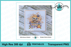 Autumn Owl on Fence Digi Stamp Printable Copic Coloring Page Product Image 3