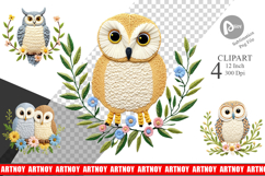 Owl Embroidery Clipart Product Image 1