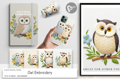 Digital Paper Owl Embroidery Product Image 1