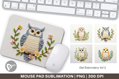 Mouse Pad Owl Embroidery Product Image 1
