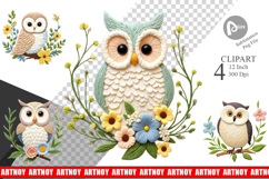 Owl Embroidery Clipart Product Image 1