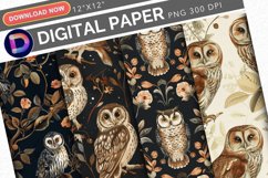 Owl Ephemera Digital Paper Product Image 1