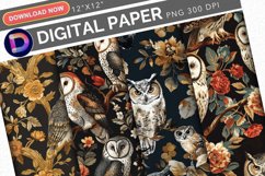 Owl Ephemera Digital Paper Product Image 1