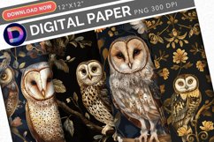 Owl Ephemera Digital Paper Product Image 1