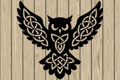 Owl flying celtic stencil silhouette SVG Product Image 1
