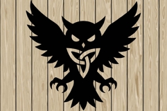 Halloween Owl flying celtic stencil silhouette SVG Product Image 1