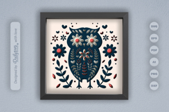 Cute Owl Folk Art Layered Papercut 3D Shadow Box Product Image 1