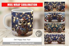 Mug sublimation design Owl Happy New Year Product Image 1