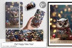 Digital Paper Owl Happy New Year Product Image 1