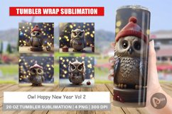 Tumbler Sublimation Wrap Owl Happy New Year Product Image 1
