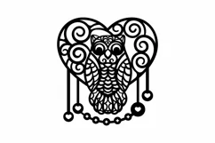 Papercut Heart Owl, Owl inside Heart, Love Owl SVG Template Product Image 3