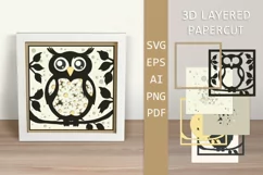 Owl Layered paper cut Owl SVG with flowers 3D Shadow box
