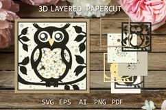 Owl Layered paper cut Owl SVG with flowers 3D Shadow box