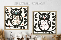 Owl Layered paper cut Owl SVG with flowers 3D Shadow box