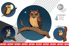 Branch Owl Clipart Product Image 1