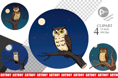 Branch Owl Clipart Product Image 1