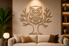 Owl on Tree Branch Laser Cut Product Image 1
