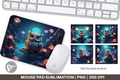 Mouse Pad Owl Perched on Rock Product Image 1