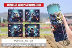 Tumbler Wrap Owl Perched on Rock Product Image 1