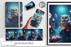 Digital Paper Owl Perched on Rock Product Image 1