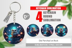 Keychain Owl Perched on Rock Product Image 1