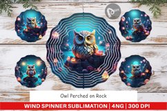 Wind Spinner Owl Perched on Rock Product Image 1