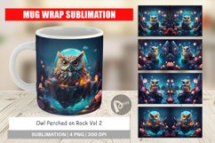 Mug Wrap Design Owl Perched on Rock Product Image 1
